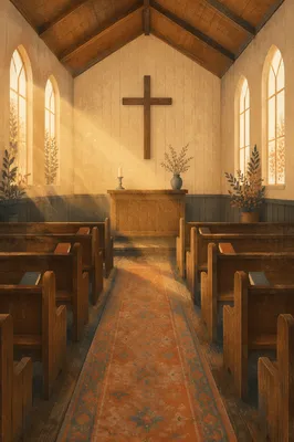 Empty Wooden Sanctuary in Morning Light