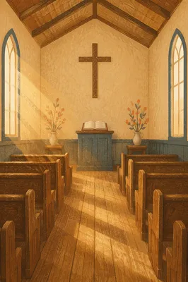 Empty Church Sanctuary in Morning Light