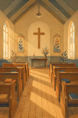 Empty Church Sanctuary in Morning Light