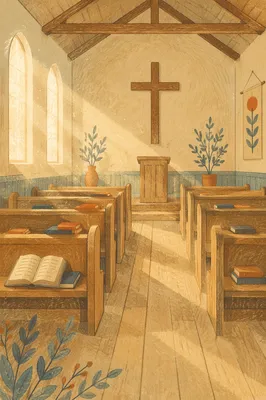 Empty Church Sanctuary in Morning Light