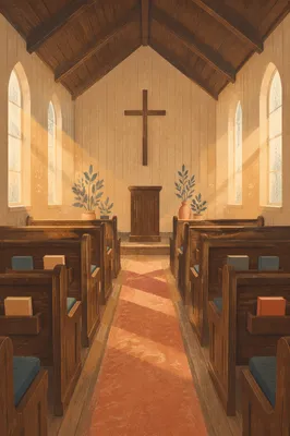 Empty Wooden Sanctuary in Morning Light