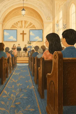 Empty Church Sanctuary in Morning Light