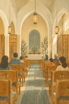 Empty Church Sanctuary in Morning Light