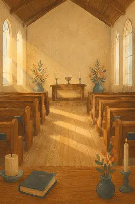 Empty Church Sanctuary in Morning Light