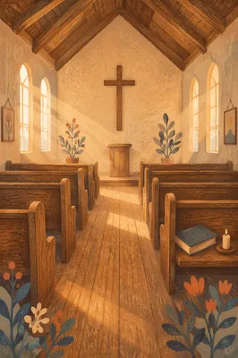 Empty Wooden Sanctuary in Morning Light