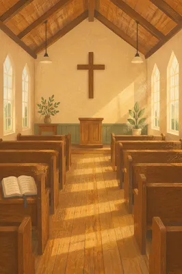 Empty Church Sanctuary in Morning Light