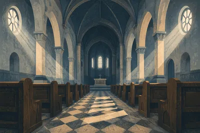 Empty Historic Sanctuary in Morning Light