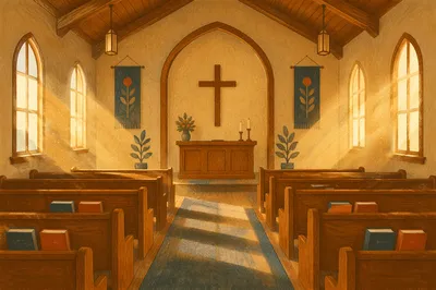 Empty Church Sanctuary in Morning Light