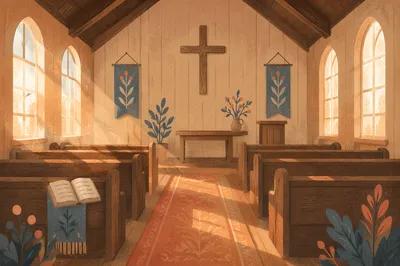 Empty Wooden Sanctuary in Morning Light