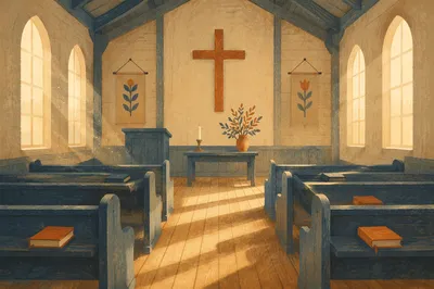 Empty Church Sanctuary in Morning Light