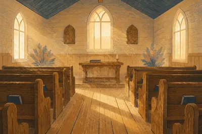 Empty Wooden Sanctuary in Morning Light