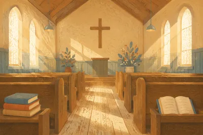 Empty Church Sanctuary in Morning Light