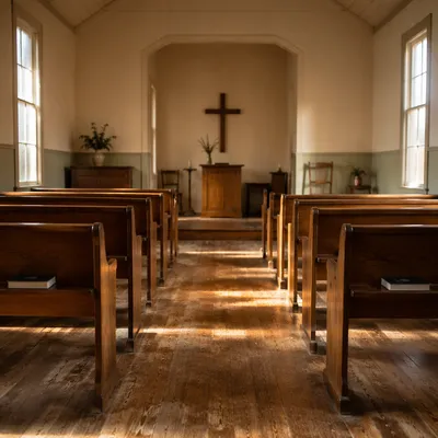 Empty Church Sanctuary in Morning Light