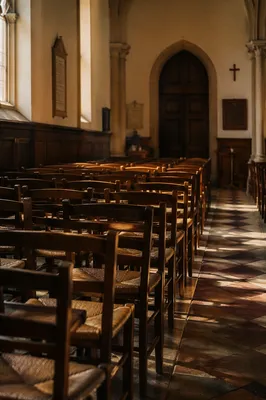 Empty Church Sanctuary in Morning Light