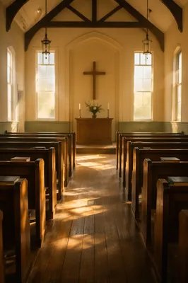 Empty Church Sanctuary in Morning Light