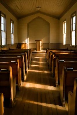 Empty Church Sanctuary in Morning Light