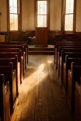 Empty Church Sanctuary in Morning Light