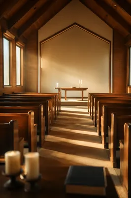 Empty Church Sanctuary in Morning Light