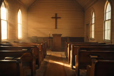 Empty Church Sanctuary in Morning Light