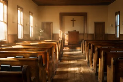Empty Church Sanctuary in Morning Light