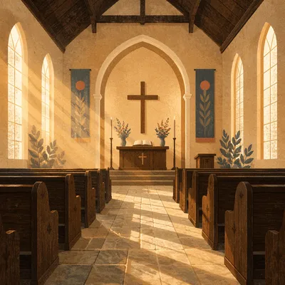 Empty Sanctuary with Morning Sunlight
