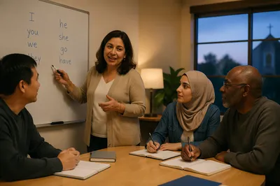 Evening ESL Class in Community Room