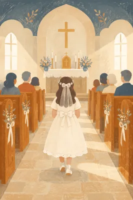 Child Walking to First Communion Altar