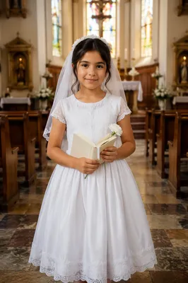 Young Girl in Church Aisle