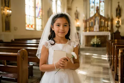 Young Girl in Church Aisle