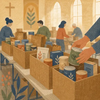 Church Food Drive Donation Boxes Indoors