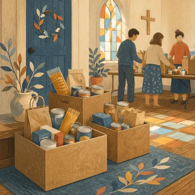 Church Food Drive Donation Boxes Indoors