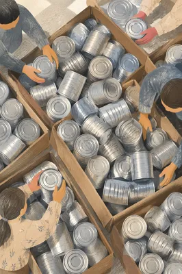 Church Food Drive Canned Goods Display