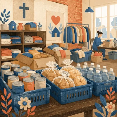 Organized Church Food Pantry Donations Room
