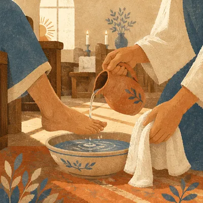 Humble Foot Washing Ceremony in Church