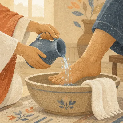 Reverent Foot Washing Ceremony with Basin