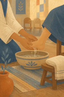 Reverent Foot Washing Basin and Towel