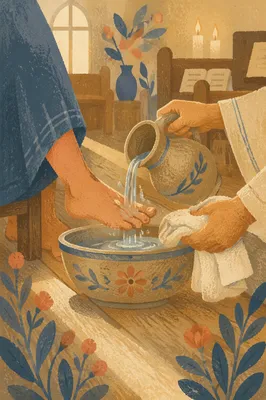 Reverent Foot Washing Ceremony in Church