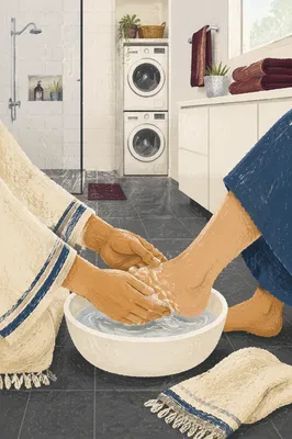 Reverent Foot Washing Ceremony With Basin