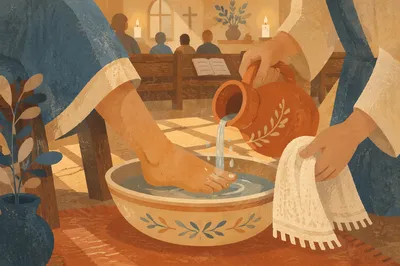 Reverent Foot Washing Ceremony in Church