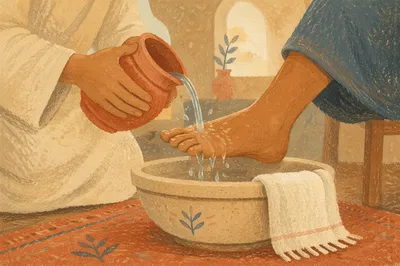 Reverent Foot Washing Ceremony with Basin