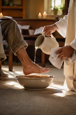 Reverent Foot Washing Ceremony in Church