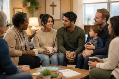 Family Support Conversation in Church Community Room