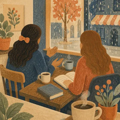 Friends Sharing Faith at Coffee Shop