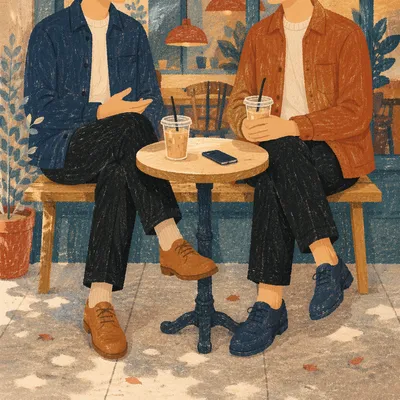 Warm Coffee Shop Outreach Conversation Scene