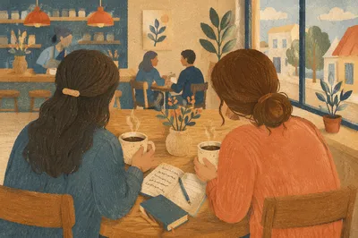 Faith Conversation Between Friends at Coffee Shop
