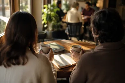 Warm Coffee Shop Faith Conversation