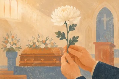 White Chrysanthemum at Church Memorial Service