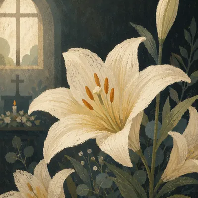 White Lily Funeral Sympathy Chapel Arrangement