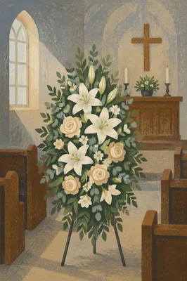 White Lily Funeral Arrangement in Chapel