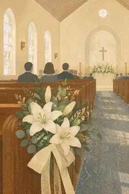 White Lily Sympathy Arrangement in Chapel